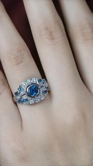 2.10Ct Art Deco Style Lab Created Topaz & Diamond Wedding 14k White Gold FN Ring