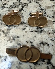Vintage Men’s Mixed Lot Cufflinks & Tie Bars/Clasps 9pc Gold Black Silver