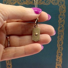 Vintage 14k Gold Onyx Seed Pearl Charm Pendant Fob Victorian Revival Midcentury