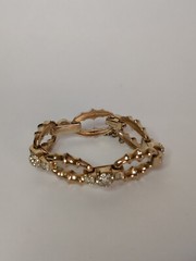 Vintage Barclay Costume Gold Tone Clear Rhinestone Round Link Bracelet Old Money