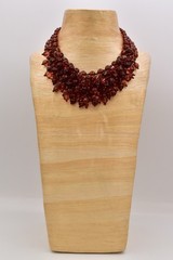 Yosca Vintage Amber Lucite Bead Cluster Statement Necklace Bib Signed 80s Bin3B