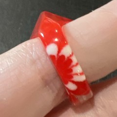 Lucite Plastic Ring Size 8 Red