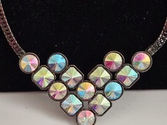 VINTAGE YSL YVES SAINT LAURENT AURORA BOREALIS V NECKLACE Great Condition!!