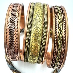 Bundle lot 4 vintage tri tone copper brass nickel cuff adjustable bracelets