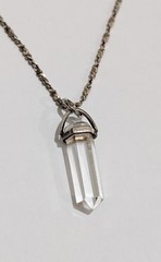 Vintage Sterling Silver Quartz Crystal Point 1.25″ Pendant 16″ Necklace