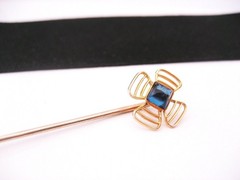 Antique Art Nouveau Deco Era 14K GF Sugarloaf Amethyst Tie Cravat Stick Pin