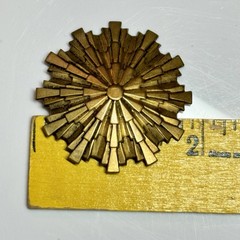 Vintage Deco Revival Brass Sunburst Brooch 1940s 1950s Geometric Pin