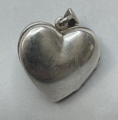 VINTAGE HEART LOCKET AMETHYST STERLING SILVER 925 PENDANT MARCASITE LOVE RETRO