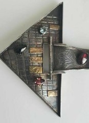 Vtg LYNDA THORP Sterling Silver Studio Modernist Brooch Fish Articulated Tail