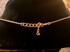 Signed & Goldtone Double Star And Rhinestone & Necklace. 18″ adjustable length