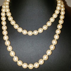 Vintage MCM 36in 1950s Monet Glass Simulated Pearl Rope Necklace Long Jewelry