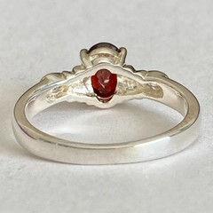 Vintage Silver Red Garnet Stone Solitaire Cocktail Ring Size 9 Plated Victorian