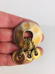 Vintage Casual Corner Brooch Dress Pin Tribal Dangle Bohemian Art Circle *Lc7