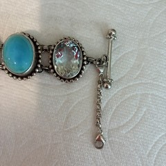 Vintage Stephen Dweck One Of A Kind Chunky Bracelet 925 Sterling Silver w/Gems