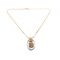 Reed and Barton Damascene November Chrysanthemum Pendant 24KT GEP Necklace