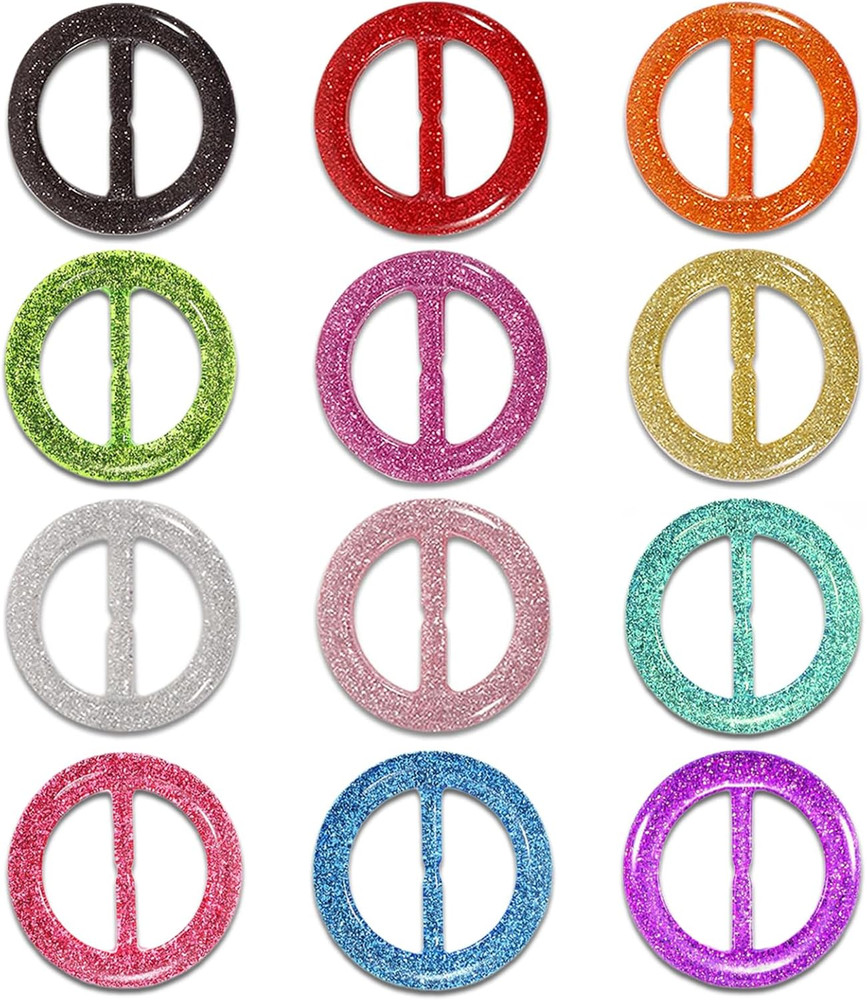 12PCS Silk Scarf Ring Clip T-shirt Tie Clips for Women Fashion Resin Ring Scarve