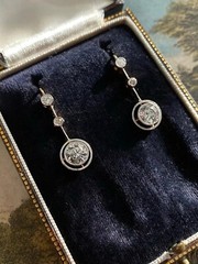 Art Deco 2.50Ct Round Cut Lab Created Diamond 925 Silver Dangle/Drop Earrings