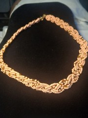 Vintage Coral Peach beaded choker