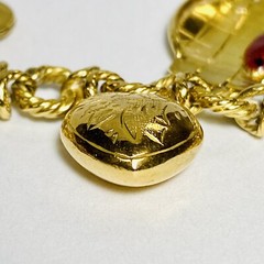 18K Yellow Gold (Stamped 80%) 9 Portugal Symbol Charms 7.25″ Bracelet 31.9g