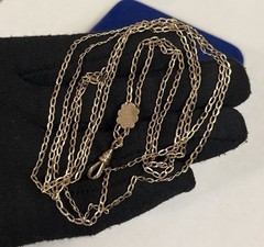 Seed Pearl Gold filled Fob Nouveau Slide Necklace Vtg 24-52” Gf victorian 7.6g