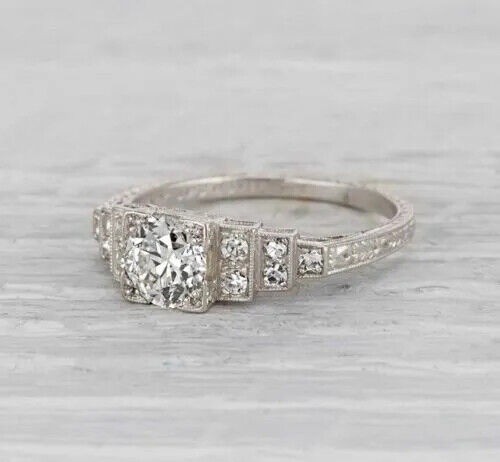 White Diamond 2.10 Ct Art Deco Vintage Wedding Ring 925 Sterling Silver