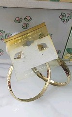 VTG Goldtone Metal Hoop Texture Pierced Earrings Hypo Allergenic Jewelry USA
