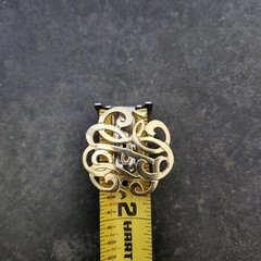 2 Vtg Brooch Victorian Style Gold & Silver Tone Script Scroll Pin Pendant