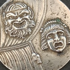 Theater Mask Silver Pendant Necklace Drama Comedy Art Vintage Masks Dramatic