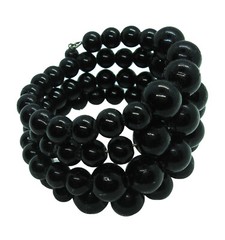 Vintage Black Glass Graduated Bead Coil Bracelet