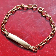 18k 750 yellow gold bracelet Italian 6.25″ Id link chain handmade 4.88gr N2525F