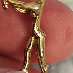 CYVRA Vintage Pendant Fairy Cherub Pixie Looking In Mirror Gold Tone Rare Signed