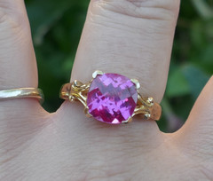 Vintage Vermieled Sterling Silver & Faceted Pink Stone Ring – Size 9.75