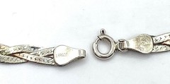 Vintage Sterling Silver / 925 Italy Three Color Braided Chain Necklace 24” Long