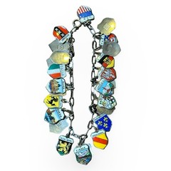 Vintage REU 800 Silver European Travel Charm Bracelet Paris Venice Munich 1972