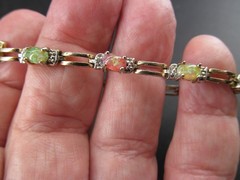 EHJ VINTAGE FAS 925 STERLING SILVER BRACELET GOLDTONE WASH MULTI-COLOR SETTINGS