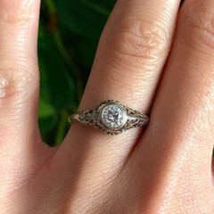 Daily Wear Art Deco Lab Created Diamond Engagement Ring for Mid-Century Ring