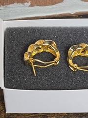Faux Diamond And Gold Tone Clip Over Earrings 1 In Long – .5 Inches Wide