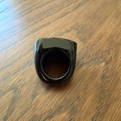 Vintage, Black Faceted Stone Statement Cocktail Ring, Size 5–5.5