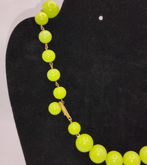 Vintage West Germany Apple Green Lime Bubblegum Beaded Choker Necklace