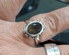 Vintage 925 Sterling Silver Smoky Quartz Ring Size 8