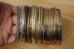 50+ Lot True Vintage Mixed Metal Bangle Bracelet Lot Etched Stacking Jewelry