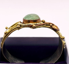 Vintage Mixed Metals Flourite Cabochon Cuff Bracelet