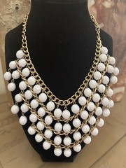 100% Vintage (not Inspired) Bib Necklace 4 Strands Cuban Like Heavy Chains