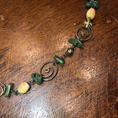 Vintage Southwestern Artisan Necklace Sterling Malachite & Horn/bone Beads 925