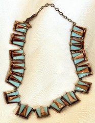 1950’s Vintage MATISSE RENOIR CHILE NECKLACE MCM Copper & TURQUOISE Enamel