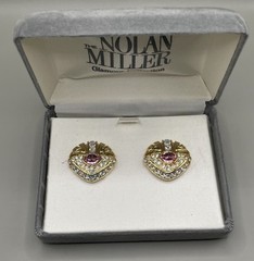 Nolan Miller Pink Venus Women’s Clip On Earrings Gold Plated Crystals