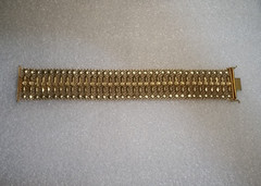 Vintage Italian Mesh Bracelet 18k Gold Charm Wide Yellow Woven Men Women Old