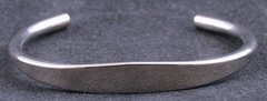 Vintage Silver Tone OPEN CUFF BRACELET NOS Engravable ID BANGLE Retro Chic