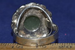 RING VTG Ukrainian russian STERLING SILVER 925 Genuine Green Nephrite Nephritis