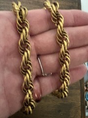 EDLEE Lion Necklace Vintage Gold Chain Blue Eyes Dangle Tassel Estate Jewelry